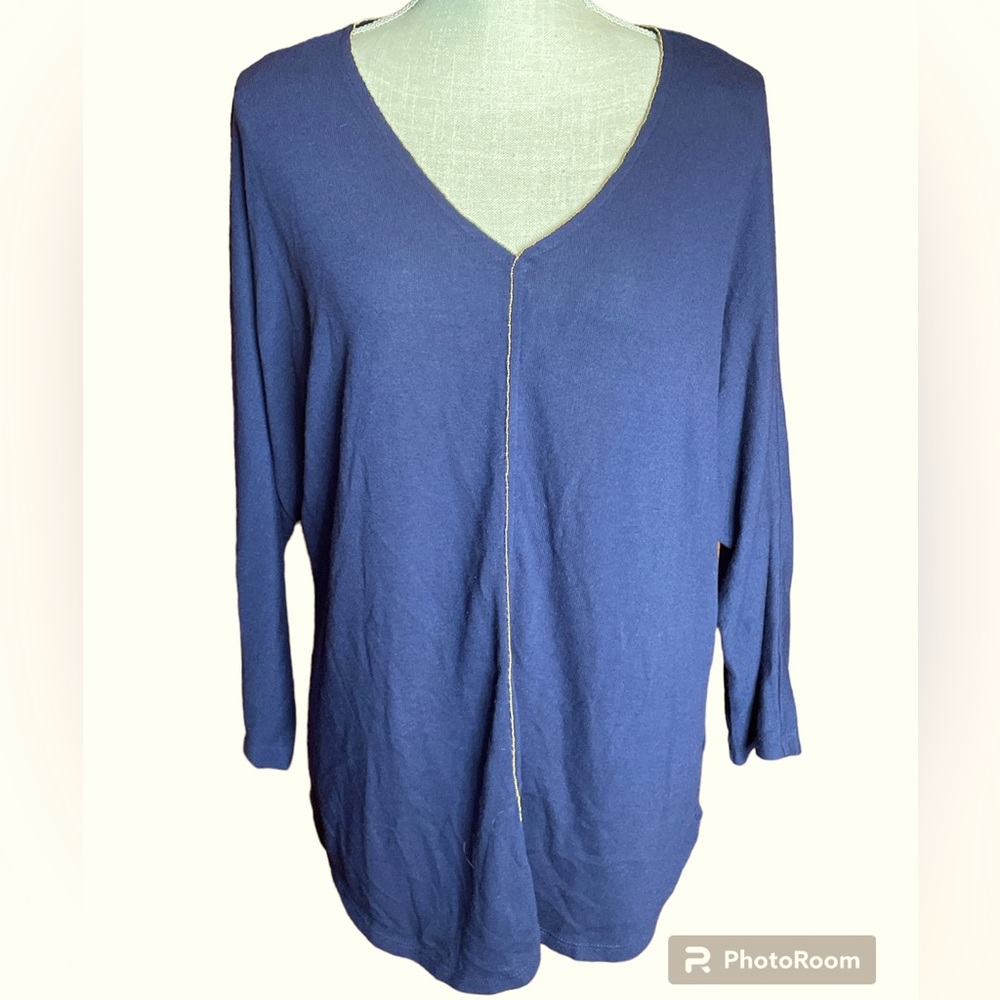 Passports Soft Lightweight Sweater with Gold Bead Colored Trim